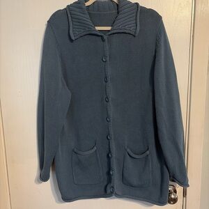 Handmade Women's Blue Button-Up Sweater